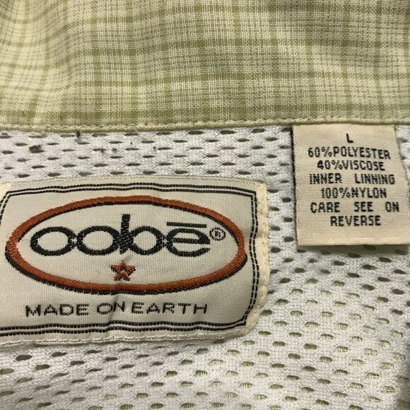 Oobe made on Earth green button front‎ short sleeve shirt Large - Picture 4 of 4